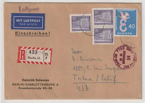 Berlin: Stadtbilder: 70 Pfg.im senkr. Paar auf LP-R-Brief USA