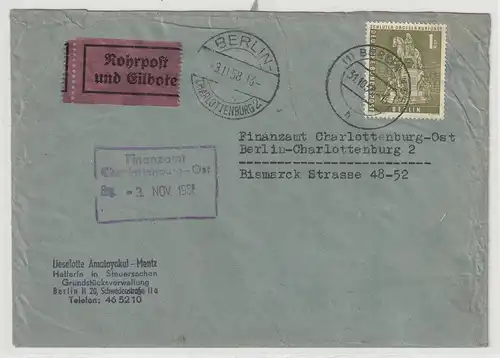 Berlin: Stadtbilder: 1 DM EF auf Rohrpost-Ortsbrief, geprüft