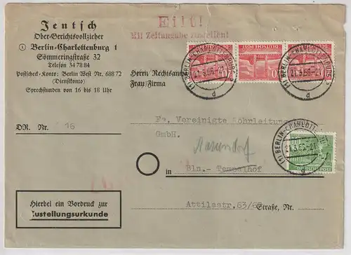 Berlin Bauten (II): 20 Pfg.im Dreierstreifen; Postzustellungsauftrag