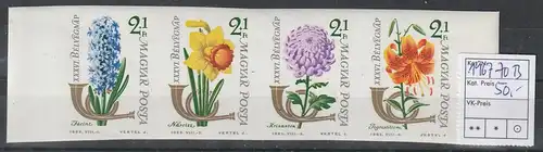 Ungarn, Tag der Briefmarke/Blumen 1963, geschnitten (1967-0 B), postfrisch **