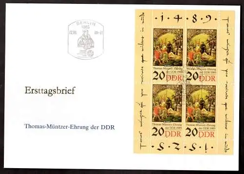 DDR, FDC  Kleinbogen "Geburtstag von Thomas Müntzer"