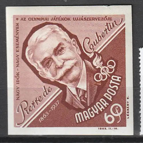 Ungarn geschnitten: Coubertin, MNH **