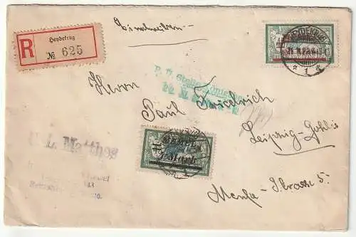 Memel: Einschreibbrief nach Leipzig, Befund Haslau BPP