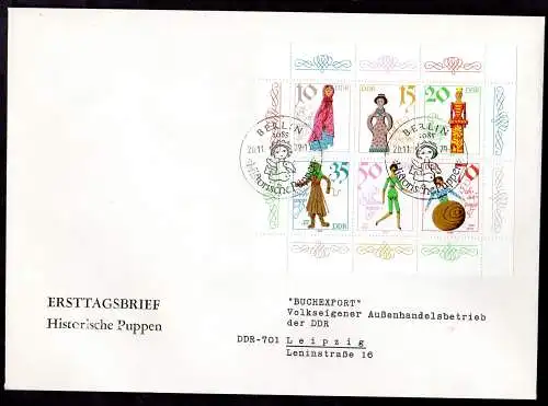 DDR, FDC  Kleinbogen "Historische Puppen"