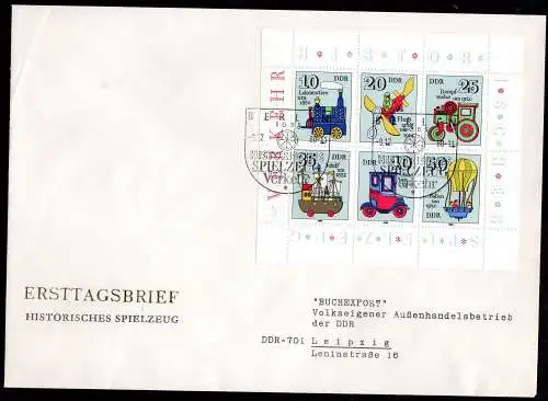 DDR, FDC  Kleinbogen "Historisches Spielzeug I"