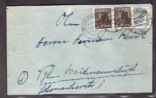 Berlin, Ortsbrief mit MiF. Schwarz-/Rot-Aufdruck