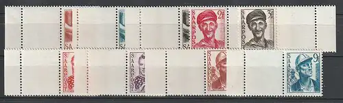 Saarland: Freimarken 239-47 mit Leerfeld, postfrisch (MNH)