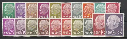 Saarland: Heuss - 1. Freimarkensatz, postfrisch (MNH)