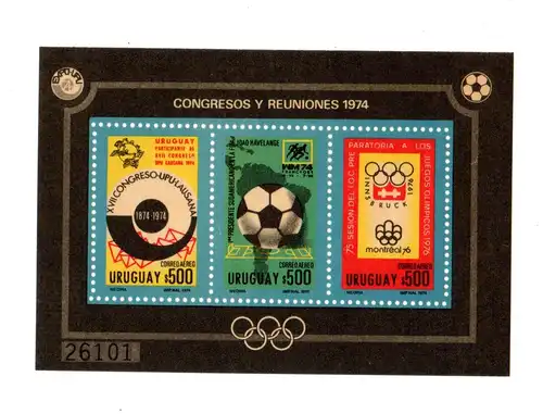 Uruguay Olympische Spiele 1976,  Block 21, postfrisch 