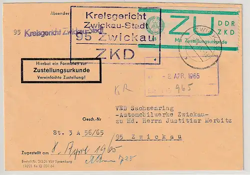 DDR, ZKD-Brief E1 (Zustellurkunde), einwandfrei