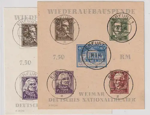 Thüringen: Theaterblocks 3 A und B, gestempelt, geprüft