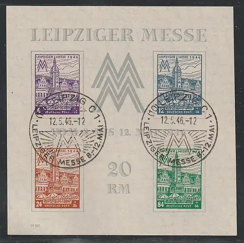 SBZ-Westsachsen, Messeblock 5 in Variante Ya gestempelt,  geprft Dr. Jasch