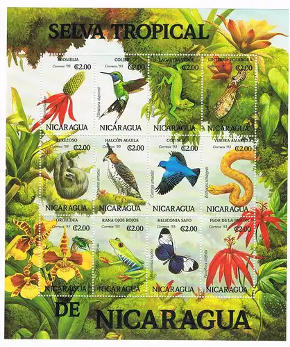 Nikaragua Kleinbogen "Tropische Flora und Fauna"