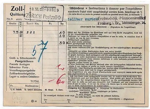 DR: Kompl. Auslands-Paketkarte mit u.a. 80 Pfg. Hindenburg