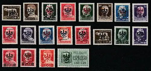 Dt. Besetzung Laibach: 1 - 20 ** (MNH), Befund Kleymann "einwandfrei"