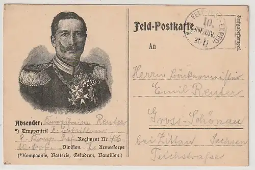 Feldpostkarte 1. WK mit Kaiser-Bild