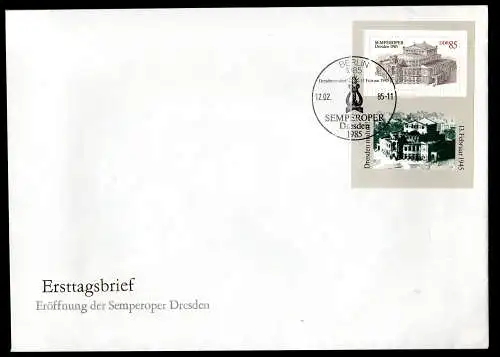 DDR, FDC Block "Wiedereröffnung der Semperoper, Dresden"