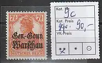 Dt. Bes. Polen Nr. 9 in Farbe c** (MNH), gepr. Wasels