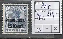 Dt. Bes. Rumänien Nr. 11 in Farbe c** (MNH), bestgepr. Wasels