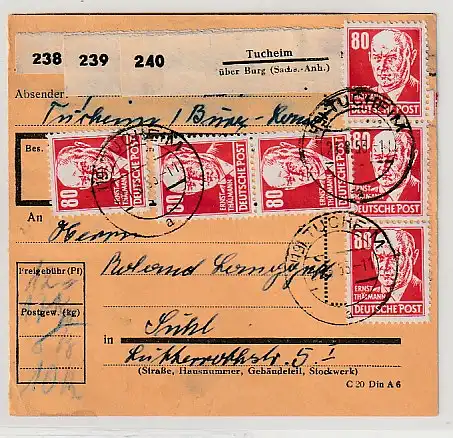 DDR: 80 Pfg. "Roter Thälmann" als Massenfrankatur (15 Stück!)