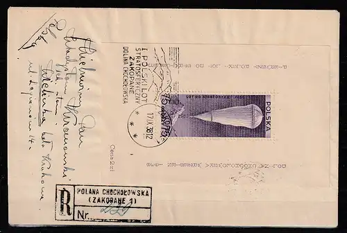 Polen Block 6  (Stratosph.-ballon) auf R-Brief