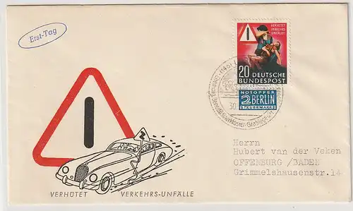 Bund: FDC  Verkehrsunfall-Verhütung 1953