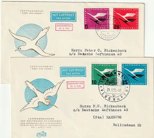 Bund: FDC  Lufthansa Betriebsaufnahme, 1955