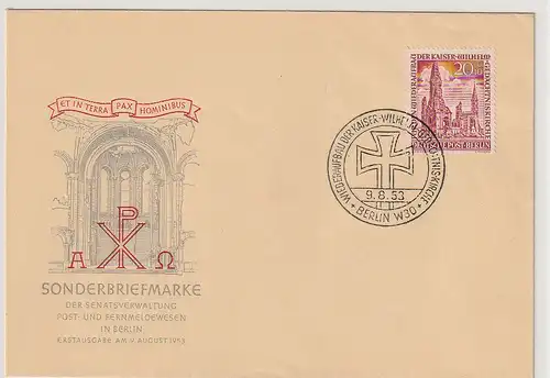 Berlin: FDC  20 Pfg. Gedächtniskirche, 1953