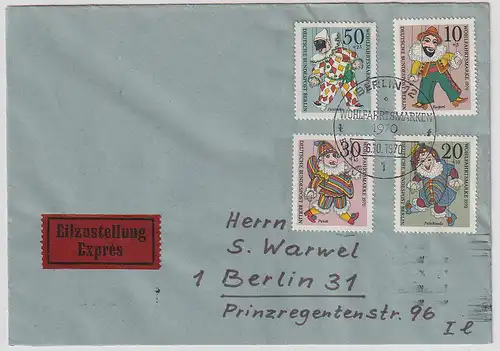 Berlin, FDC  Mi.-Nr. 373-6 gelaufen mit Ak-St.