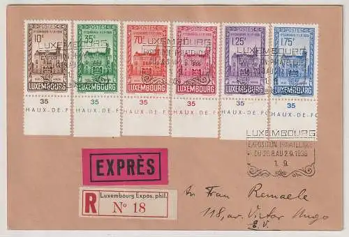 Luxemburg: Philateliekongress 1936 als Eil-R-Brief gelaufen