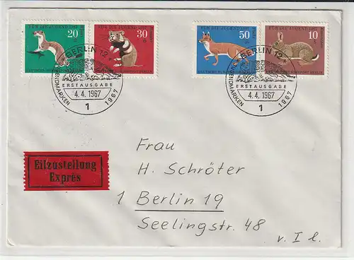 Berlin: "Pelztiere 1967" FDC als Eilbrief gelaufen