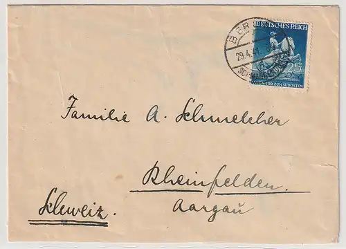 3. Reich: 25 Pfg. Leipziger Messe 1941 als EF in die Schweiz