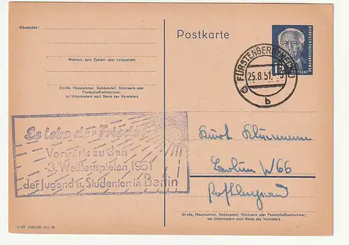 DDR: Losungsstempel "Es lebe der Friede..."