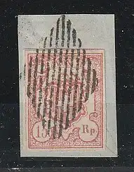 Schweiz: Nr. 10 (Zumstein 20) auf Luxus-Briefstück, Attest