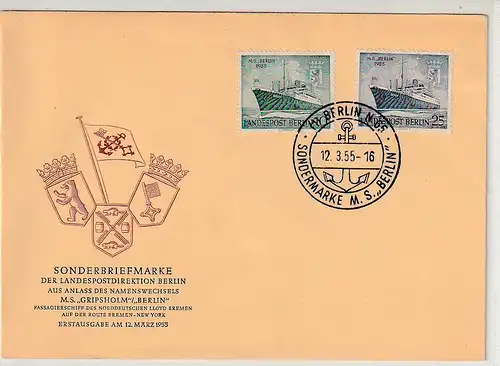 Berlin, FDC. Mi.-Nr. 126/7 - Motorschiff