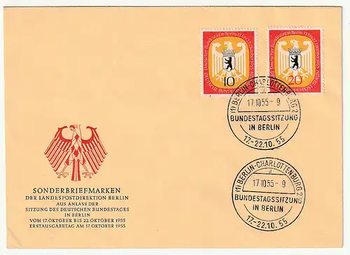 Berlin, FDC. Mi.-Nr. 129/30 - Bundestag