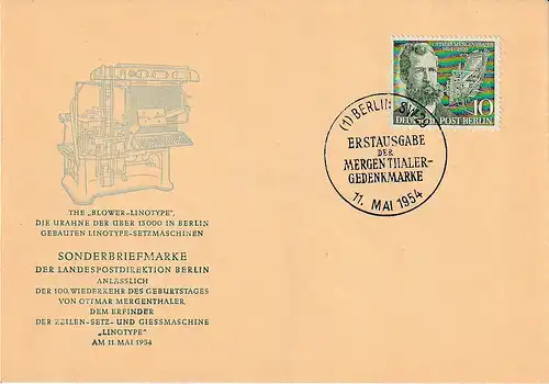 Berlin, FDC. Mi.-Nr. 117 - Mergenthaler