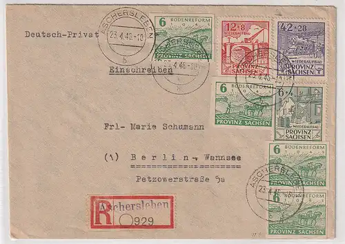 Prov. Sachsen: R-Brief mit 6 Pfg. Bodenreform in b-Farbe, geprüft