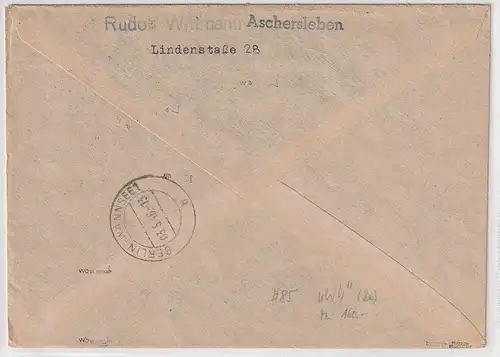 Prov. Sachsen: R-Brief mit 6 Pfg. Bodenreform in b-Farbe, geprüft