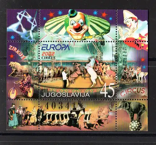 Jugoslawien Europa-Block 2002 (Zirkus), **