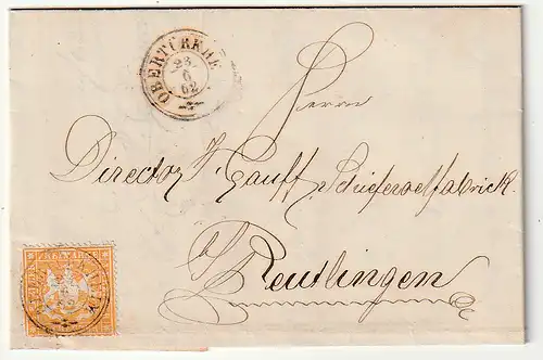 Württemberg: Kompl. Brief ab Obertürkheim mit EF 17 ya, geprüft