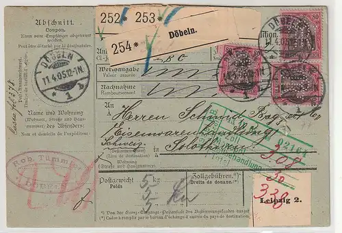 DR: Paketkarte nach Mexiko 1905 mit u.a. MeF Nr. 77, geprüft 