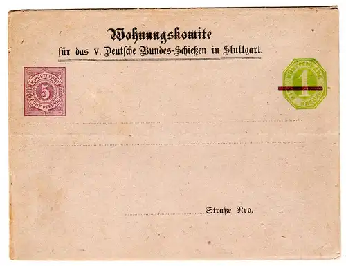 Württemberg: Privatumschlag "Bundes-Schießen...". Selten!