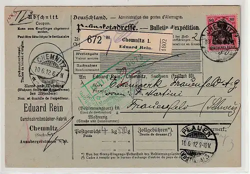 DR:Kompl. Auslandspaketkarte mit EF Nr. 93 I