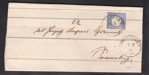 7 Kreuzer gr. Brustschild auf Briefhülle Meiningen - Sonneberg, gepr.