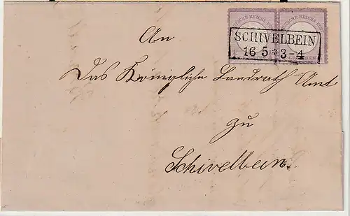 DR, Mi.-Nr. 1 im waag. Paar als Ortsbrief, Befund Jäschke-L.