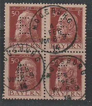 Bayern: Eisenbahn-Dienst 50 Pfg. im gest. 4er-Block