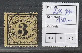 Baden Portomarke 2x, gest., bestgeprüft Brettl BPP