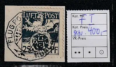 Bayern Flugpostmarke FI auf Briefstück, bestgeprüft Dr. Helbig
