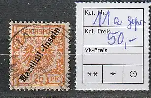 Marschall-Inseln: Nr. 11a, bestgeprüft Bothe BPP